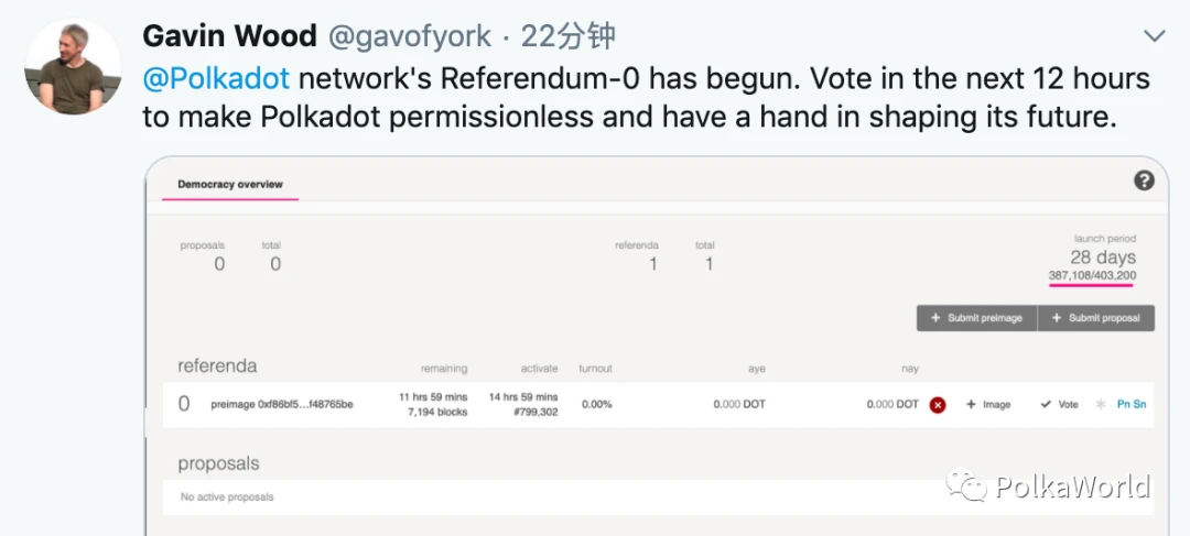 Gavin: vote Polkadots 0th referendum, remove sudo permission module after 12 hours