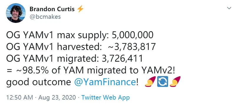 The migration of YAM1.0 is completed, and there is an NFT of YAM Heros waiting for you, let 1inch tweet to express