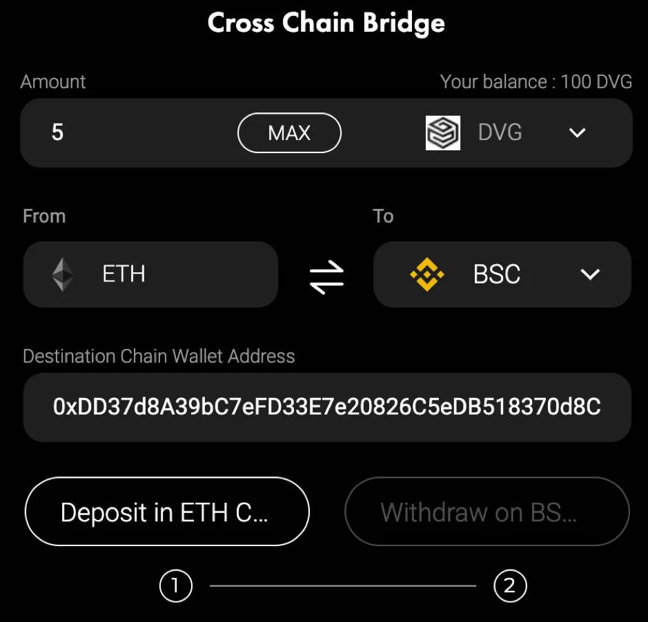 DVG 跨链教程来袭 | 使用 Chainswap 置换 ERC 20 DVG 和 BEP 20 DVG