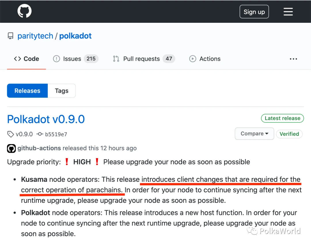 Polkadot released an important version update Polkadot v0.9.0 to deploy the parachain on Kusama