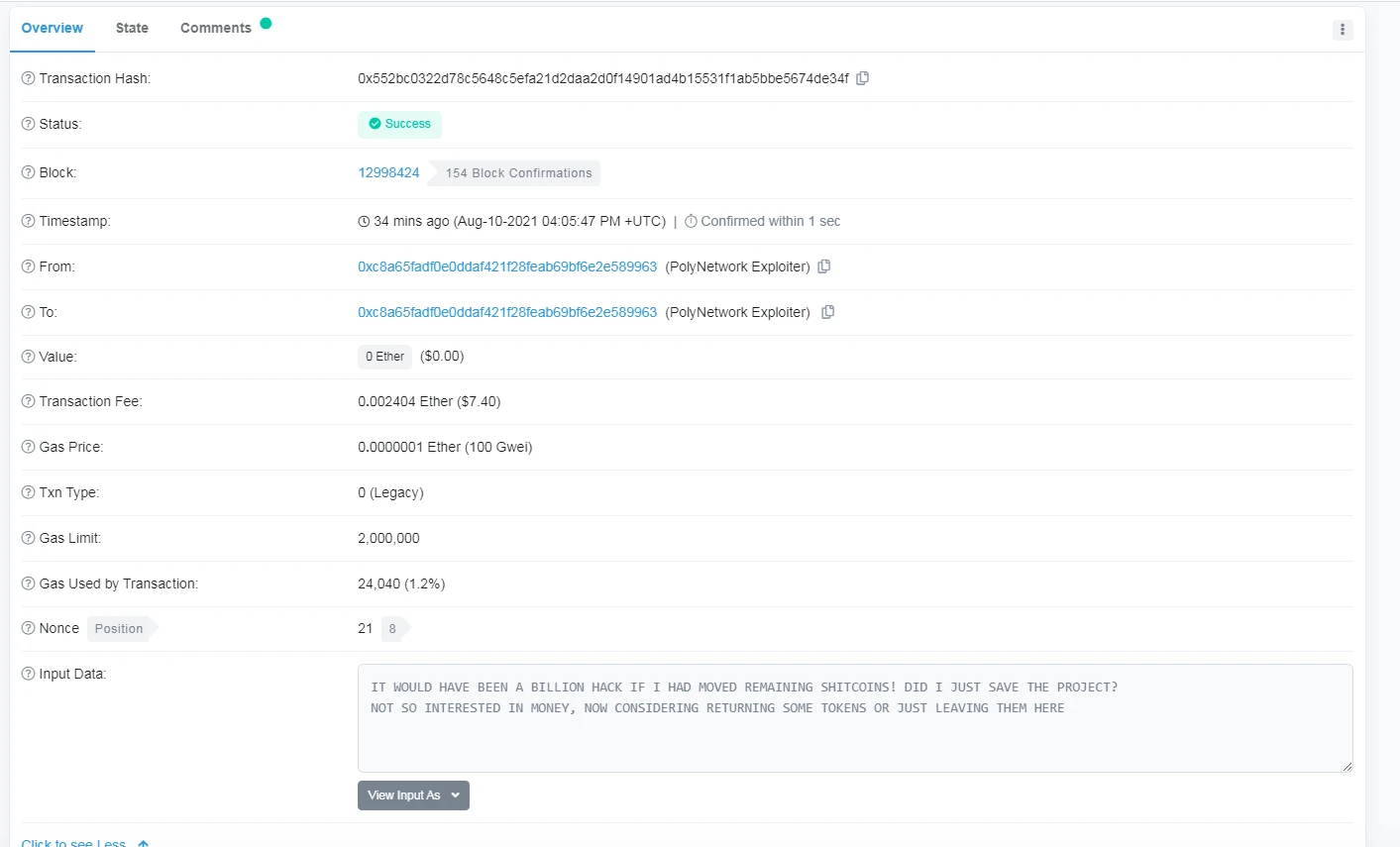 Poly Network被盗6.1亿美元，币圈「乞丐」竟为黑客出谋划策