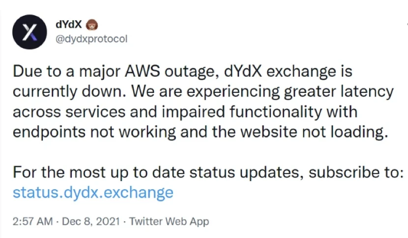 「dYdX宕机事件」引争议，分布式应用的数据中心化是否安全？