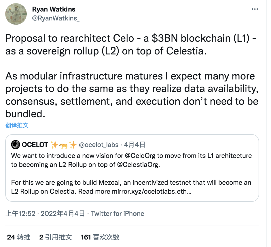 解析Celo 的L2 路线图：为什么选择基于Celestia 而不是以太坊？ - Odaily