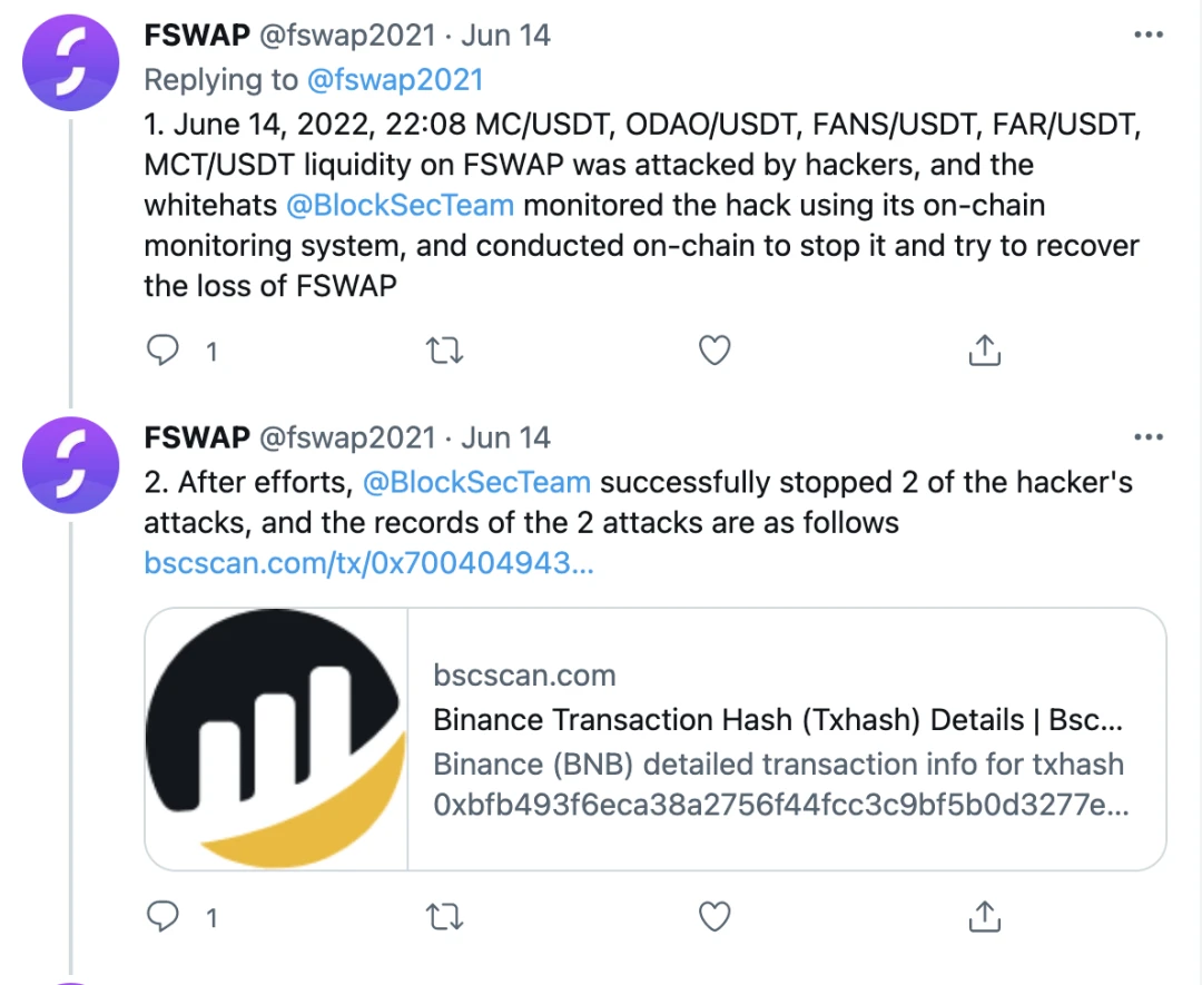 BlockSec成功拦截针对FSWAP的黑客攻击