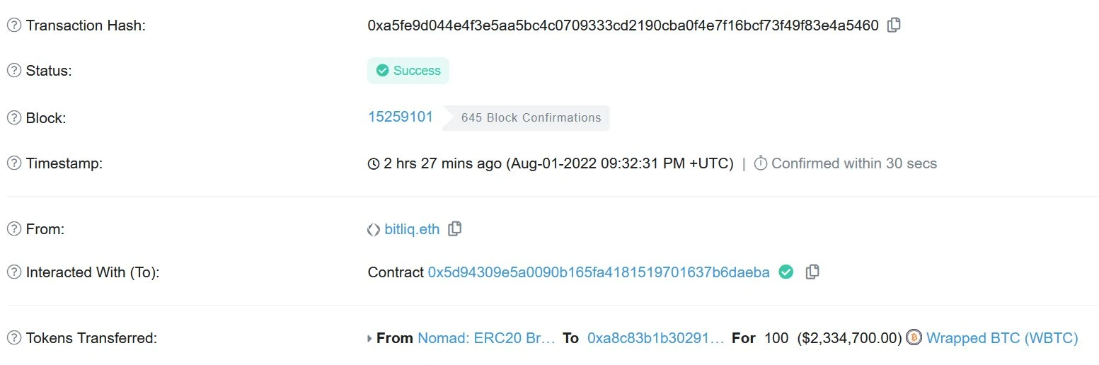 超1.5亿美元损失，跨链桥协议Nomad黑客攻击事件分析