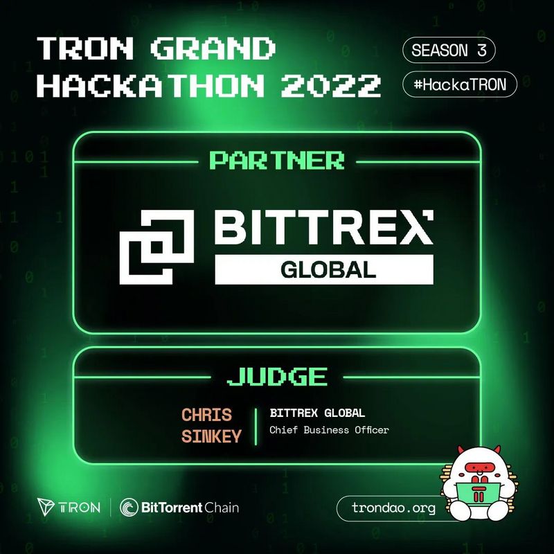 Bittrex Global成为2022波场黑客松大赛第三季合作伙伴