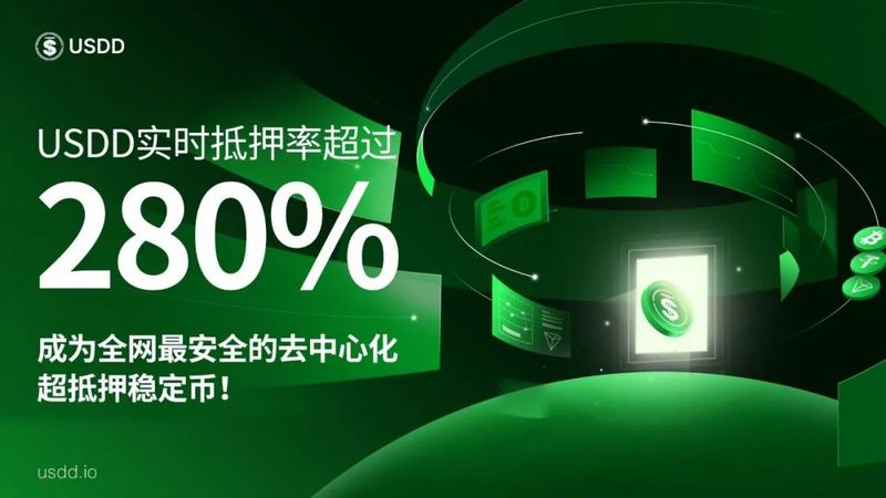 去中心化超抵押稳定币USDD实时抵押率超280%