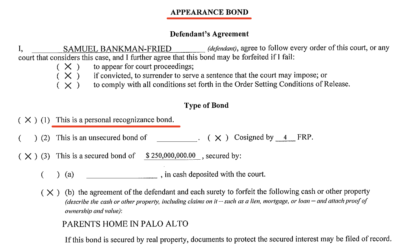 解读SBF 保释文件：无需实际支付“ 2.5 亿美元保释金” - Odaily