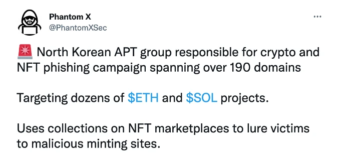Slow Mist：北朝鮮のAPT組織によるNFTユーザーに対する大規模フィッシング事件の分析