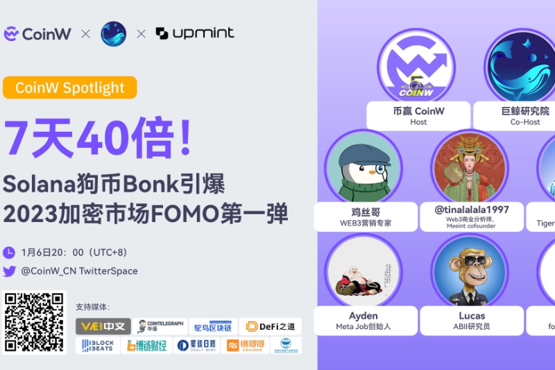 CoinW Spotlight TwitterSpace | Why does SOLANA ecological dogecoin BONK trigger the 2023 FOMO frenzy?