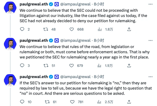 In fact, Coinbase sued the SEC first