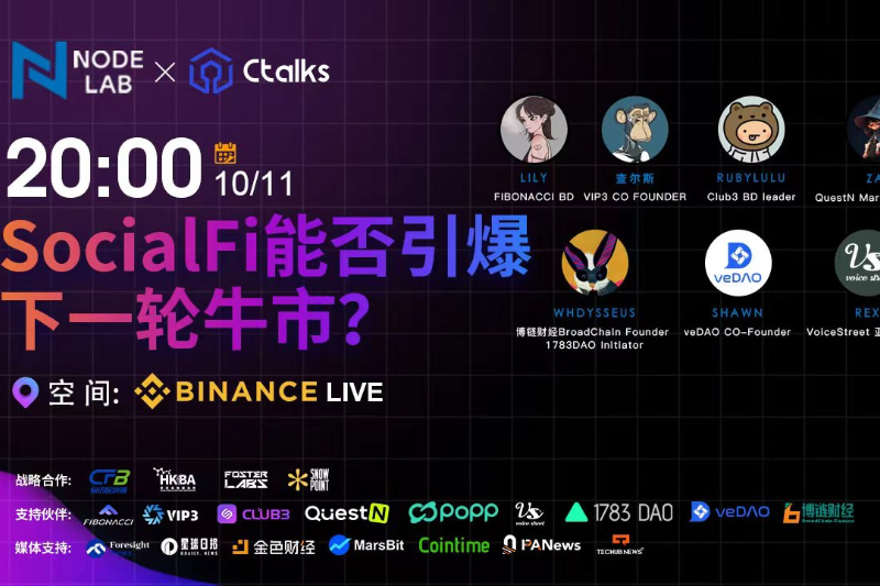 ​NodeLab x Ctalk线上活动 | SocialFi能否引爆下⼀轮⽜市？