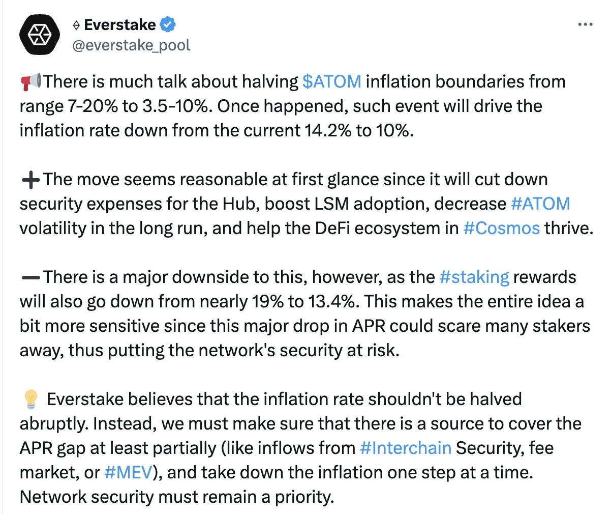 Cosmos’s proposal to reduce inflation is controversial: retail investors and giant whales compete for interests