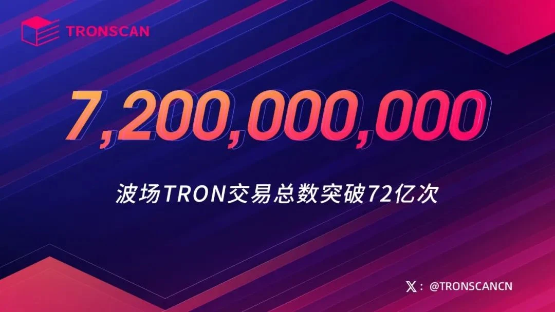 数据突破 | 波场TRON交易总数突破72亿