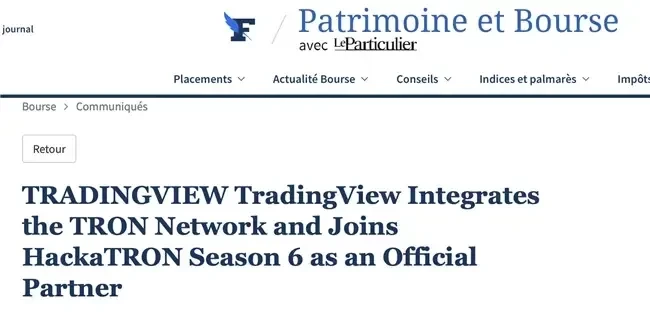 媒体报道 | TradingView集成波场网络成黑客松第六季合作伙伴