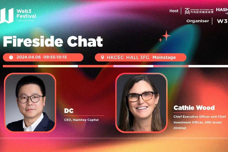 木头姐将在Hong Kong Web3 Festival开幕式对话HashKey Capital CEO DC