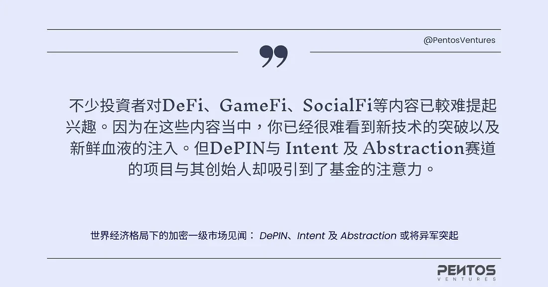 Insights on the primary crypto market under the global economic landscape: DePIN, Intent and Abstraction may emerge as a new force