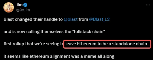 Blast is repositioned as a full-stack chain, and fitting Ethereum has gradually become a MEME?