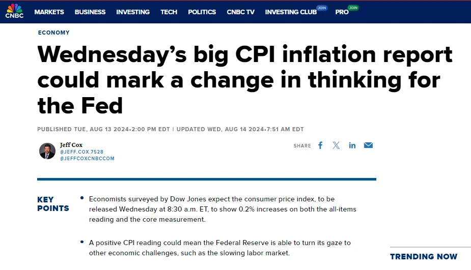 Crypto Market Sentiment Research Report (2024.08.09-08.16): Mild Inflation Data Price Range Fluctuation