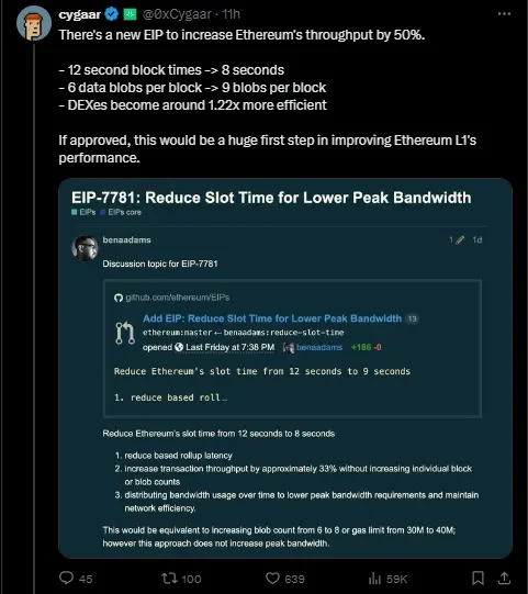 新しい提案 EIP-7781 を 1 つの記事で読んでください: イーサリアムのスループットを 50% 向上させる