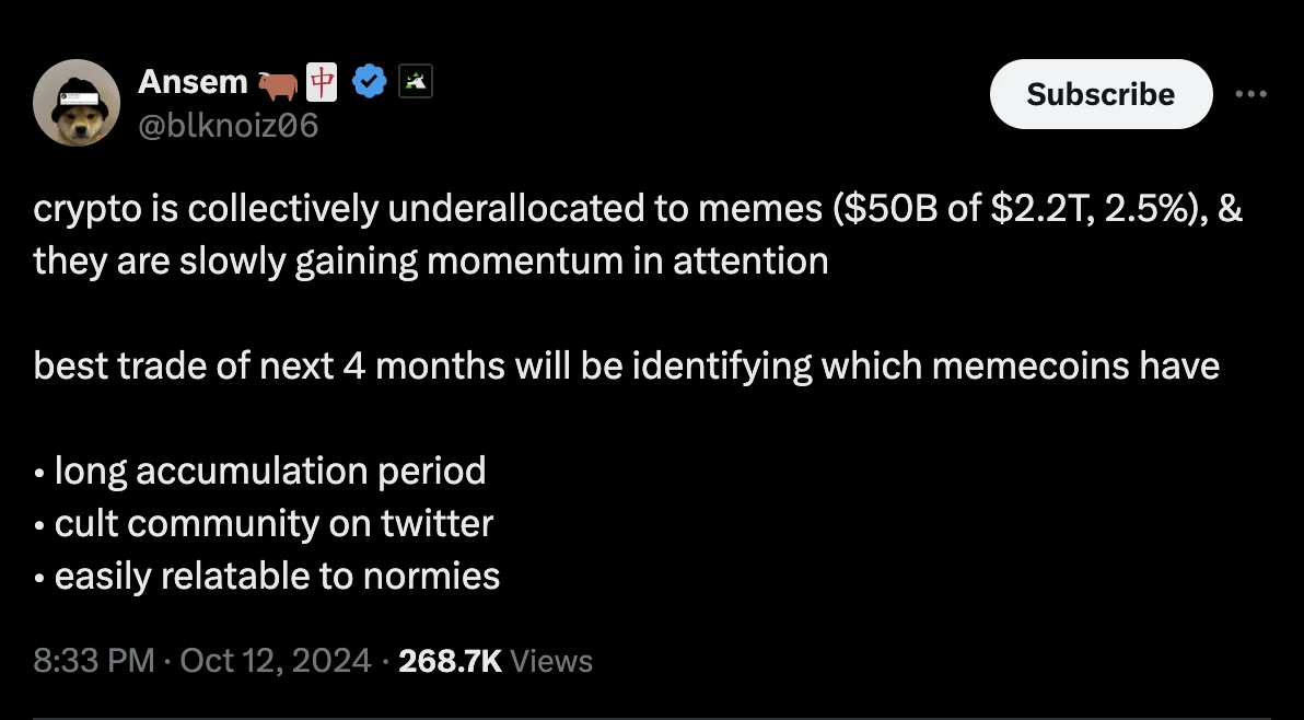 The whole nation is celebrating, and the market value accounts for 2.5%. How much market space is there for Meme coins?