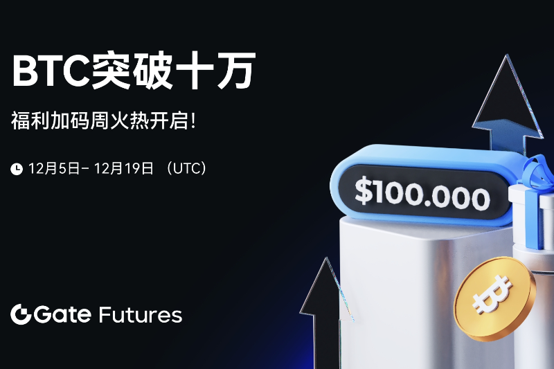 BTC突破十万，Gate.io推出福利加码周活动，奖池高达$20,000