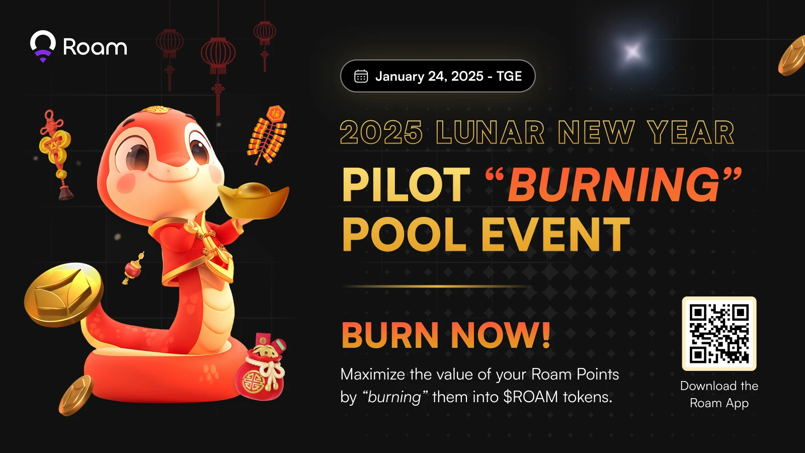 Roam Pilot Burning Pool is online, Spring Festival special event starts, users can redeem $ROAM tokens before TGE