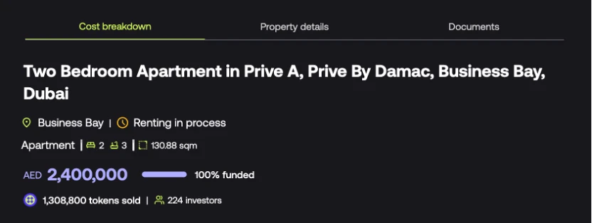 On the other side of the world, a “tokenized apartment” sold out in one day