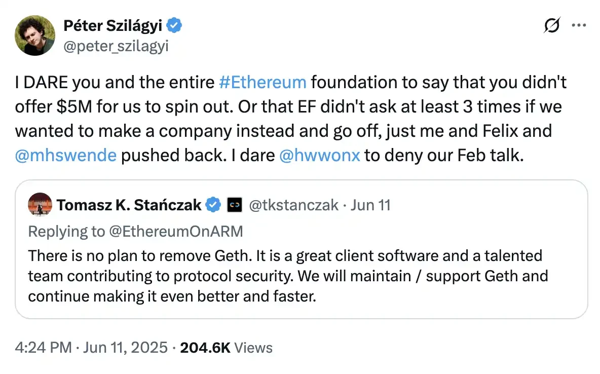 Ethereum internal fighting escalates: core developers openly challenge the Foundation